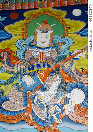Wall mural painting in Buddhist monastery Bhutan Wall mural painting in Buddhist monastery Bhutan 44182549