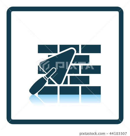 Icon of brick wall with trowel Icon of brick wall with trowel 44183307