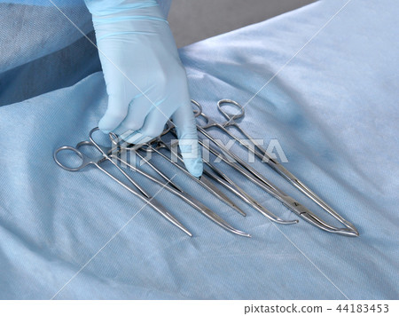 Medical instruments for ENT doctor on white 44183453