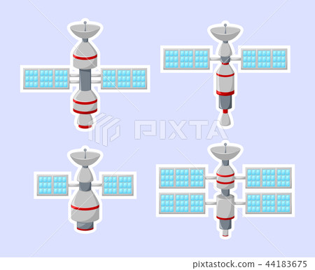 Set of satellite icon isolated on gray background - Stock Illustration ...