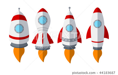 Set of rocket ship isolated on white background - Stock Illustration ...