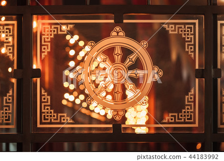 One of Buddhist good symbols wheel of the teaching 44183992