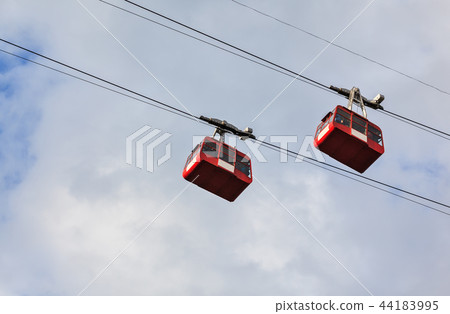 Two red cabin of ropeway in Gangtok 44183995