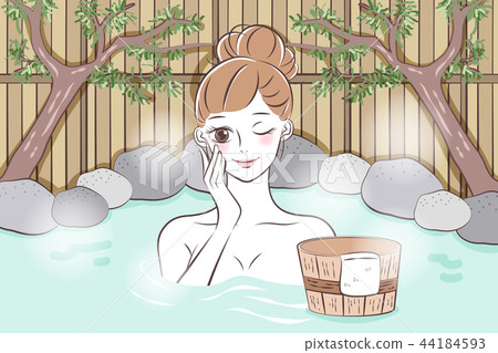 woman with hot spring woman with hot spring 44184593