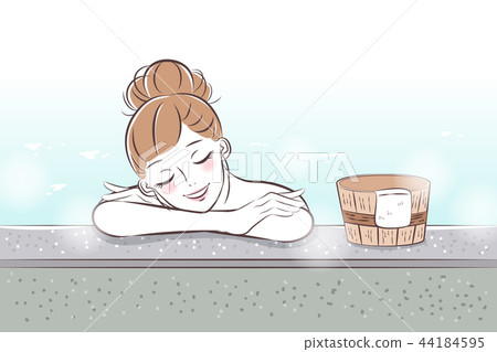 woman with hot spring woman with hot spring 44184595