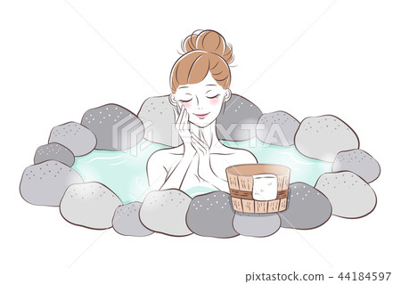woman with hot spring woman with hot spring 44184597