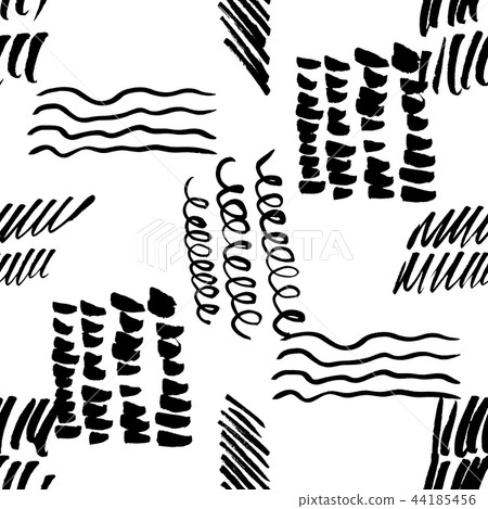 Seamless pattern hand drawn with a brush strokes. Abstract brushstrokes vector illustration. Seamless pattern hand drawn with a brush strokes. Abstract brushstrokes vector illustration. 44185456