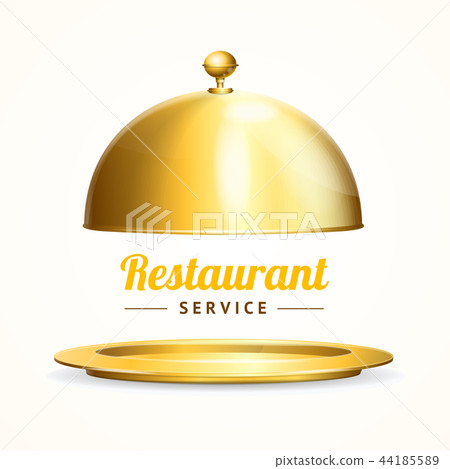 Realistic 3d Detailed Shiny Golden Restaurant Cloche. Vector 44185589