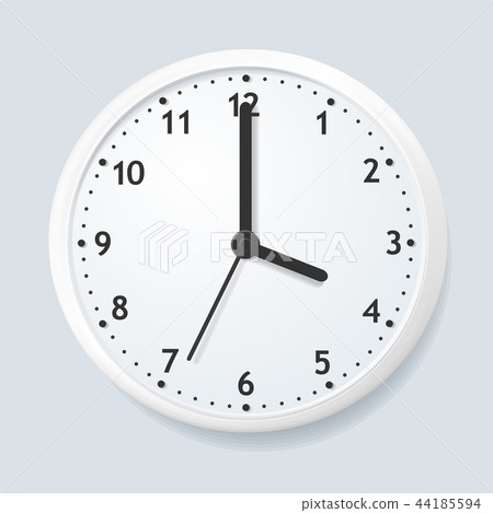 Realistic Detailed 3d Wall Clock on a Grey. Vector 44185594