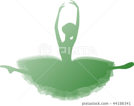 芭蕾芭蕾舞女演員giselle剪影梯度綠色跳躍 芭蕾芭蕾舞女演員giselle剪影梯度綠色跳躍 44186341