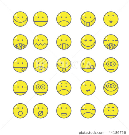 Set of Emoticon with simple line design style 44186736