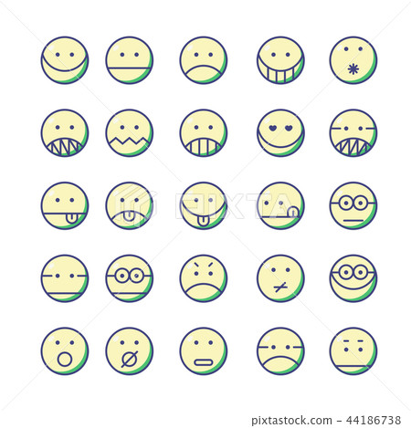 Set of Emoticon with simple line design style Set of Emoticon with simple line design style 44186738