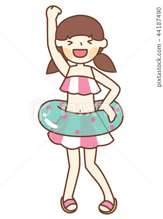 兒童的暑假海灘度假村女孩 44187490