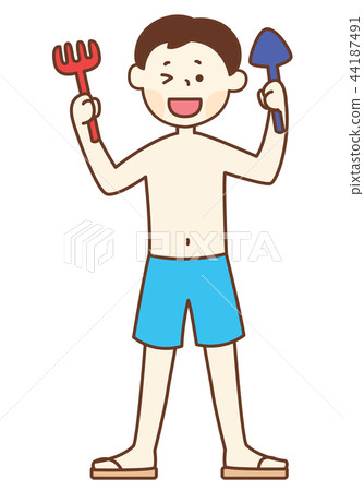孩子們的暑假海灘度假男孩 44187491
