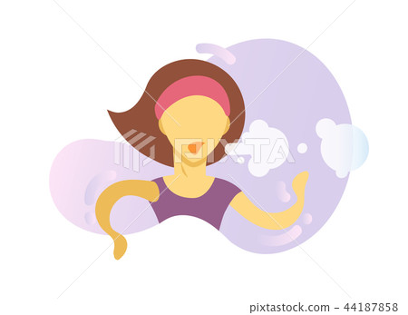 Shortness of breath icon. Coughing girl. Flat vector illustration. Isolated on white background. 44187858