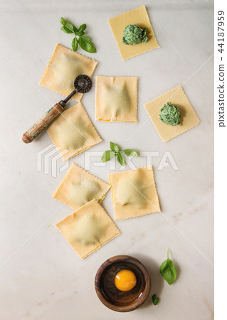 Ingredients for homemade pasta cooking Ingredients for homemade pasta cooking 44187959