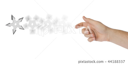 Hand is throwing ninja shuriken Hand is throwing ninja shuriken 44188337