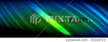 Neon glowing fluid wave lines, magic energy space light concept, abstract background wallpaper Neon glowing fluid wave lines, magic energy space light concept, abstract background wallpaper 44188723