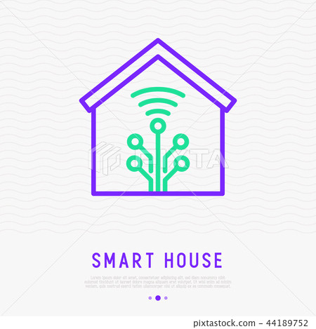 Smart home thin line icon. Vector illustration. - Stock Illustration ...