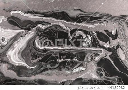 Marble abstract acrylic background. Marbling artwork texture. Agate ripple pattern. Gold powder. 44189982