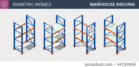 Vector Isometric Set of Storage Shalving or Rack. 44189984