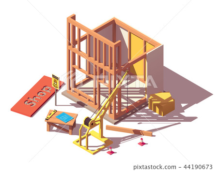 Vector isometric shop construction 44190673