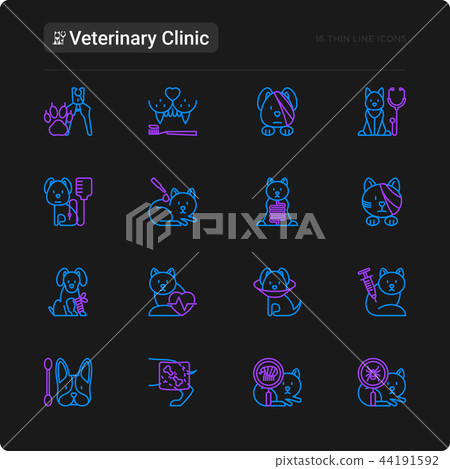Veterinary clinic thin line icons set - Stock Illustration [44191592 ...