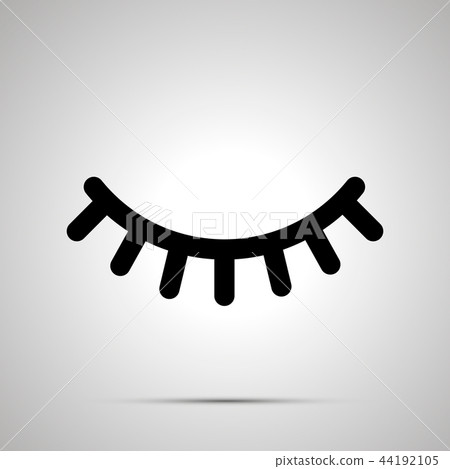 Closed eye with eyelashes sign, simple black icon Closed eye with eyelashes sign, simple black icon 44192105