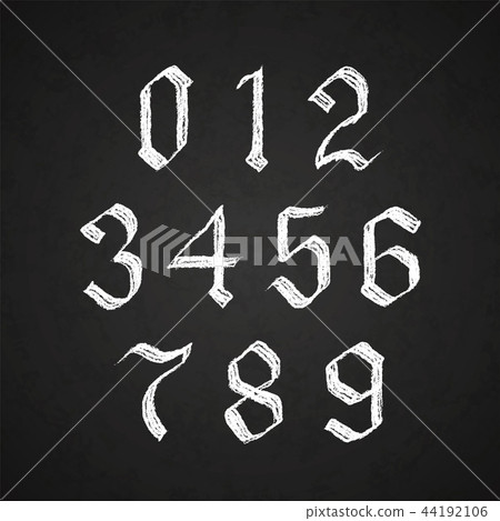 Old hand drawn gothic numbers drawing Old hand drawn gothic numbers drawing 44192106