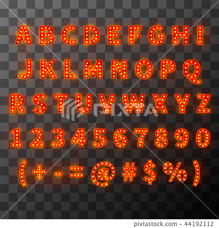 Lighting bulb font, bright alphabet Lighting bulb font, bright alphabet 44192112