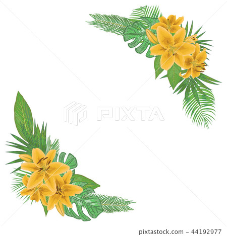 Vector floral bouquet design. Set yellow lily Vector floral bouquet design. Set yellow lily 44192977