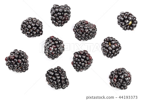 Fresh blackberry isolated on white background. Top view. Flat lay pattern 44193373