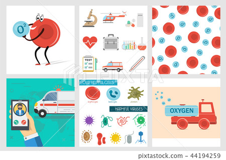 Vector six square medical banners in flat style Vector six square medical banners in flat style 44194259