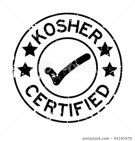 Grunge black kosher certified round rubber stamp Grunge black kosher certified round rubber stamp 44195979