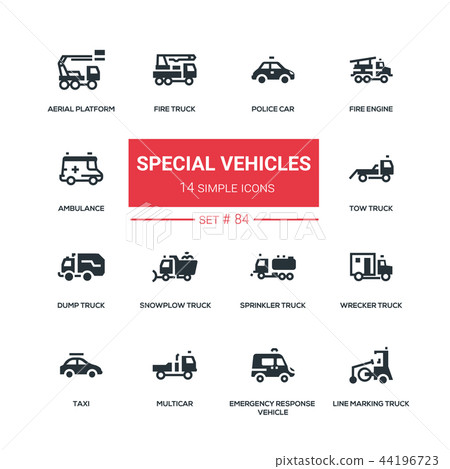 Special vehicles - flat design style icons set 44196723