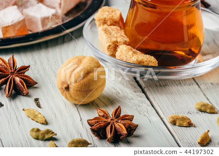 Tea with turkish delight and different spices Tea with turkish delight and different spices 44197302