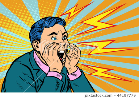 Man screaming calling, pop art 44197779