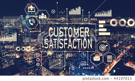 Customer Satisfaction with aerial view of Manhattan, NY Customer Satisfaction with aerial view of Manhattan, NY 44197813