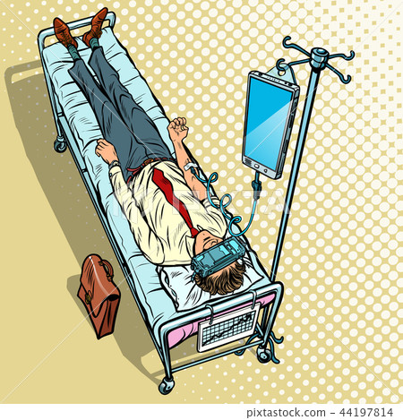 Dependency on gadgets concept. A man in virtual reality. vr glas 44197814