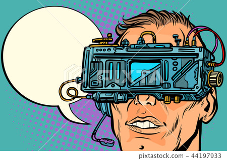 man face with glasses virtual reality man face with glasses virtual reality 44197933