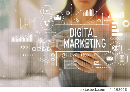 Digital marketing with woman using a smartphone 44198038
