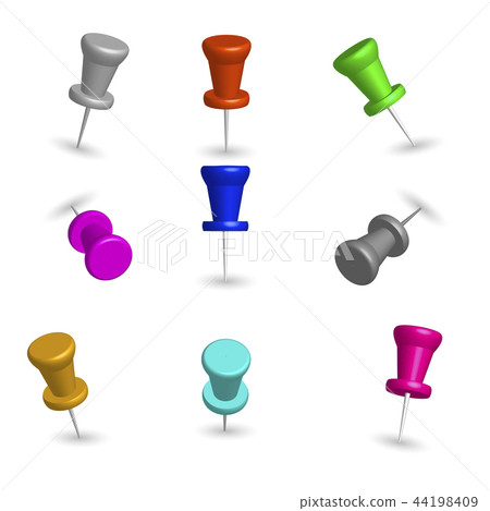 Set of 3d pushpins, vector illustration. Set of 3d pushpins, vector illustration. 44198409