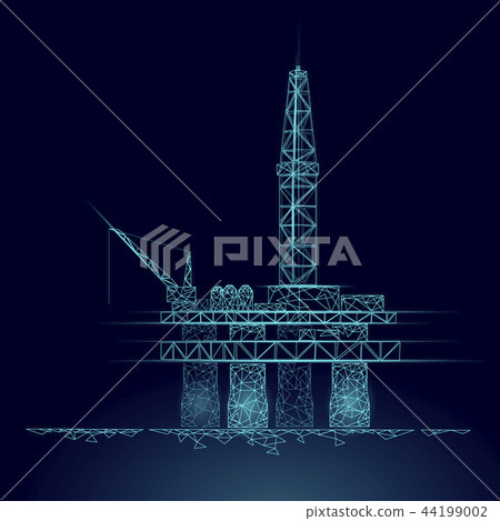 Ocean oil gas drilling rig low poly business concept. Finance economy polygonal petrol production 44199002