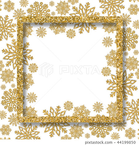 Festive frame with golden snowflakes and free... - Stock Illustration ...