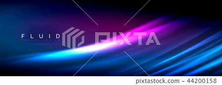 Neon glowing fluid wave lines, magic energy space light concept, abstract background wallpaper Neon glowing fluid wave lines, magic energy space light concept, abstract background wallpaper 44200158