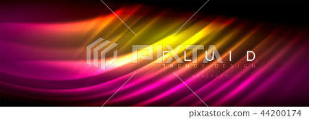 Neon glowing fluid wave lines, magic energy space light concept, abstract background wallpaper Neon glowing fluid wave lines, magic energy space light concept, abstract background wallpaper 44200174