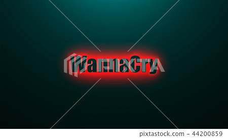 Letters of WannaCry text on background with top light, 3d render background, computer generating 44200859