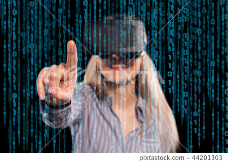 Woman in virtual reality headset 44201303