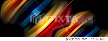 Rainbow fluid abstract shapes, liquid colors design, colorful marble or plastic wavy texture 44201608
