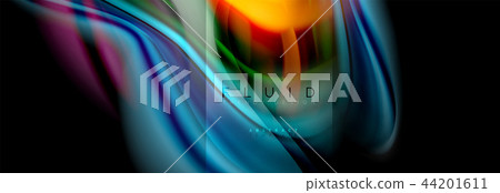 Rainbow fluid abstract shapes, liquid colors design, colorful marble or plastic wavy texture 44201611